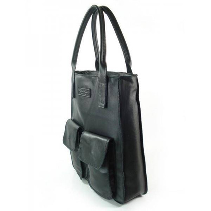 WOREK VERA PELLE KIESZENIE WŁOSKA SKÓRA POJEMNA XXL A4  CZARNA  BY44N