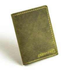 Zielony cienki portfel ze skóry naturalnej z bilonem slim wallet BRØDRENE SW04 - min. zamówienie 20 / 50 / 100 szt.