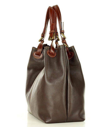 Torba skórzana klasyczny shopper bag -  MARCO MAZZINI ciemny brąz caffe - min. zamówienie 20 / 50 / 100 szt.