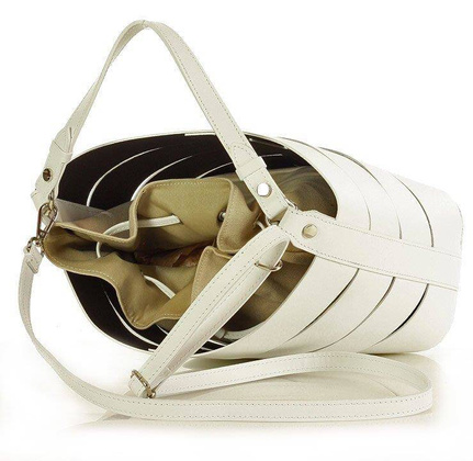 MARCO MAZZINI Torba skórzana bucket letaher elegante bag biały - min. zamówienie 20 / 50 / 100 szt.
