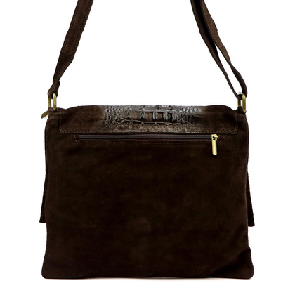 Torebka- listonoszka z naturalnej skóry zamszowej, 26-076 CROCO