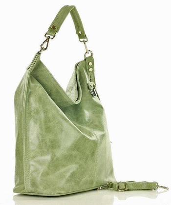 Ponadczasowa torebka worek skórzana MAZZINI - Renella zieleń pistacja - min. zamówienie 20 / 50 / 100 szt.
