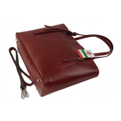 Torebka na ramię Vera Pelle ,Włoski skórzany kuferek format A4, Czerwona  KM446R