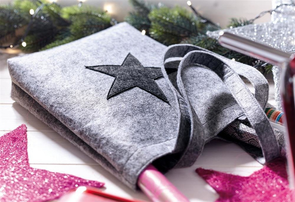 Filcowa torba na zakupy, STAR DUST, szary