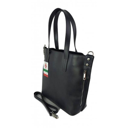 Włoska torebka skórzana na ramię ,shopper mieści A4 ,Vera Pelle ,Szara  SB586G