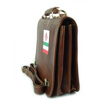 Teczka , męska aktówka ,skóra naturalna dwie przegrody Brązowa TM76M