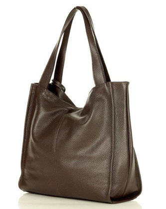 Modny skórzany shopper MAZZINI - Portofino Max ciemny brąz caffe - min. zamówienie 20 / 50 / 100 szt.