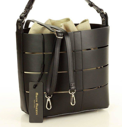 MARCO MAZZINI Torba skórzana bucket letaher elegante bag czarna - min. zamówienie 20 / 50 / 100 szt.