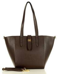 Torebka skórzana shopperka trepezowa na ramię - MARCO MAZZINI ciemny brąz caffe - min. zamówienie 20 / 50 / 100 szt.