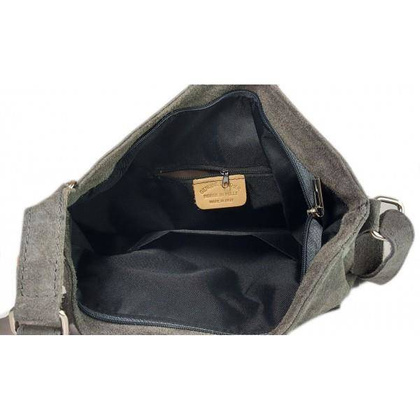 Duża włoska listonoszka A4 , worek na ramię ,zamsz naturalny ,Szara  WAF567G