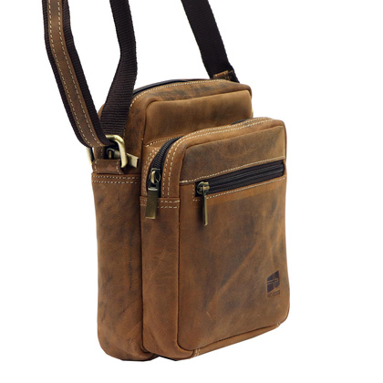 Klasyczna saszetka męska z naturalnej skóry nubuk, doskonała jakość