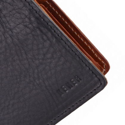 Portfel męski skórzany KEMER 331M/J Czarny / Jasny brąz - min. zamówienie 20 / 50 / 100 szt.