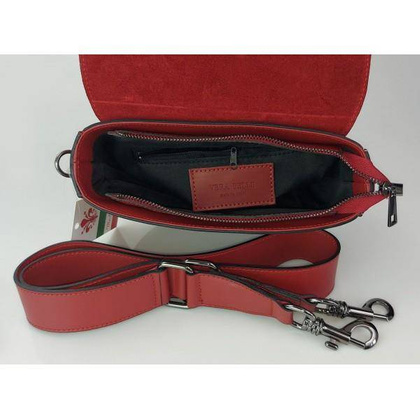 Listonoszka,chlebak,przewieszka  Vera Pelle klapka zamsz Czerwona LVP399R