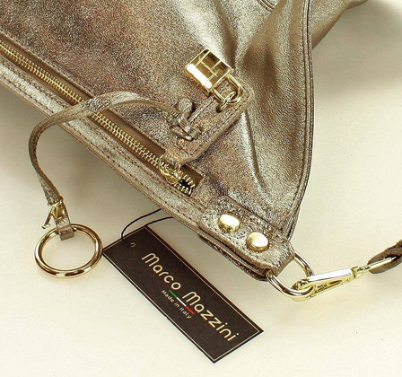 Ponadczasowa torebka worek skórzana - Renella dark bronzo złota - min. zamówienie 20 / 50 / 100 szt.