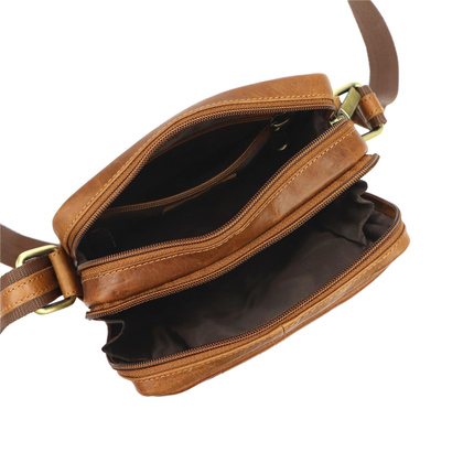 Klasyczna męska saszetka na ramię, torebka, ze skóry naturalnej