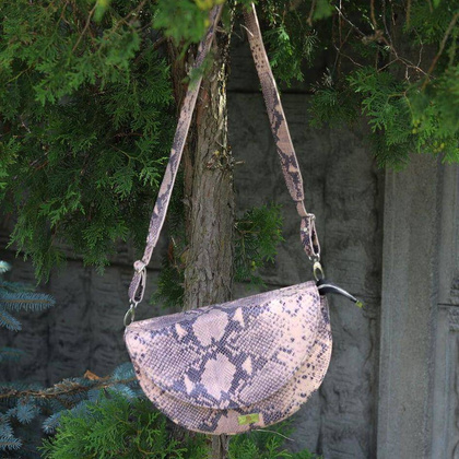 T-12 Torebka franczeska L - print wężowy pudrowy róż KEMER