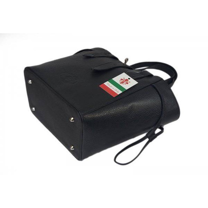 Pakowna włoska torebka skórzana na ramię mieści A4 ,Vera Pelle , Czarna  BKL25N