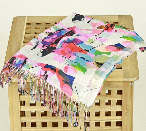 Szal damski z frędzlem pastelowy róż kolorowy MAZZINI - min. zamówienie 20 / 50 / 100 szt.