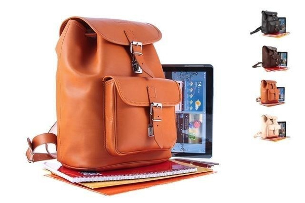 Duży plecak skórzany KEMER VOOC Vintage P38 koniak