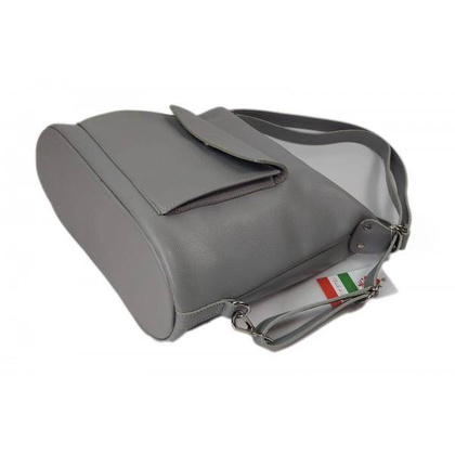 Torebko plecak,Włoski worek na ramię Vera Pelle,pojemny A4 STP12G szary