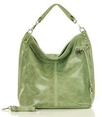 Ponadczasowa torebka worek skórzana MAZZINI - Renella zieleń pistacja - min. zamówienie 20 / 50 / 100 szt.