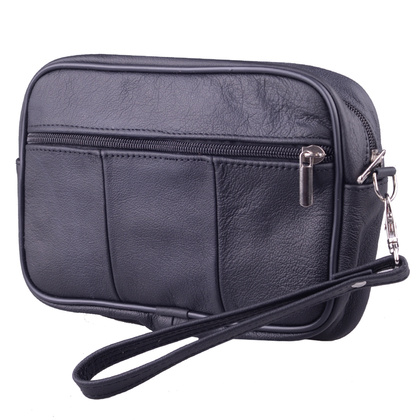 Saszetka skórzana KEMER 021 Czarna - min. zamówienie 20 / 50 / 100 szt.