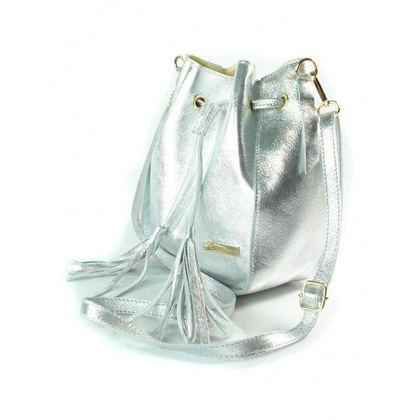 Włoska listonoszka woreczek La Bomba przewieszka złote okucia srebrna skórka nabłyszczana  LB38ARG