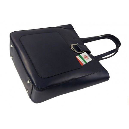 Duży shopper bag na ramię Vera Pelle , Włoska skórzana torba Granatowa  SBKB11BS KEMER