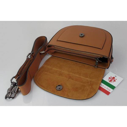 Listonoszka,chlebak,przewieszka  Vera Pelle klapka zamsz Camel LVP399C