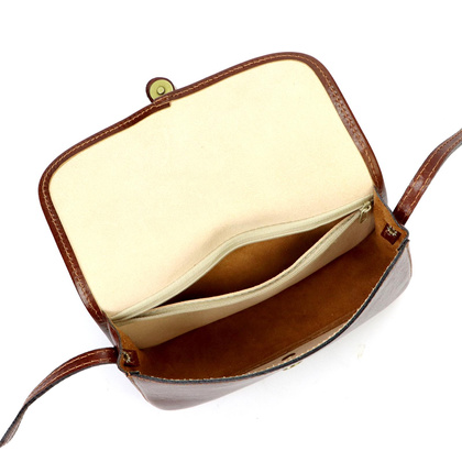 Mała torebka damska-listonoszka, skóra naturalna 