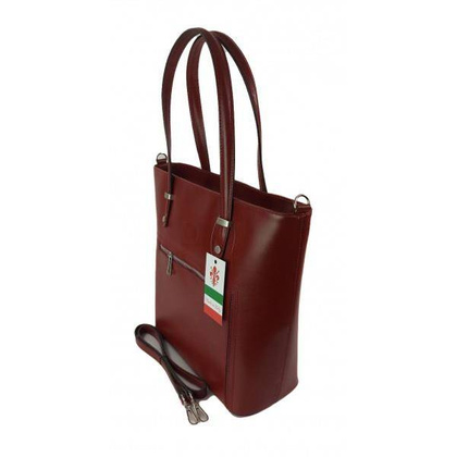 Włoska skórzana klasyczna torebka na ramię Vera Pelle ,format A4, Czerwony  VBZ66R