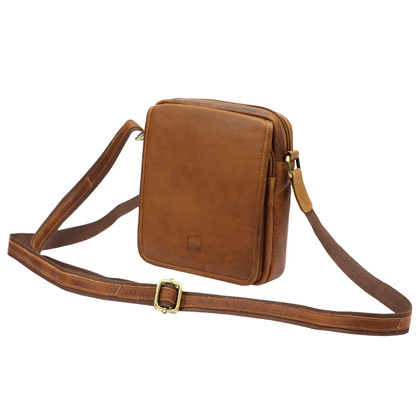 Klasyczna saszetka-torebka męska, skóra naturalna