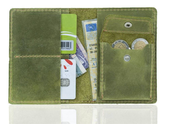 Elegancki portfel ze skóry na karty i monety BRØDRENE SW01+ zielony - min. zamówienie 20 / 50 / 100 szt.