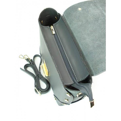 Kuferek listonoszka A5 złote dżety klamra + zamsz szary Vera Pelle   VPK890G