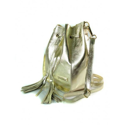 Włoska listonoszka woreczek La Bomba przewieszka złote okucia złota skórka nabłyszczana  LB38ORO