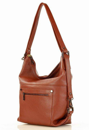 MARCO MAZZINI Niezawodna torebka plecak z naturalnej skóry brąz - min. zamówienie 20 / 50 / 100 szt.