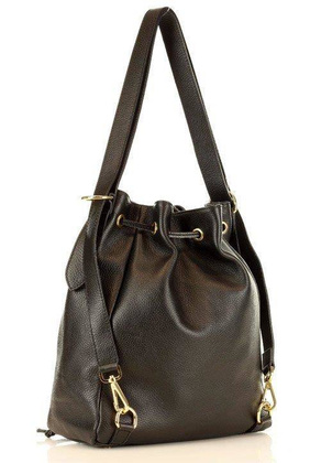 MARCO MAZZINI Miejska torebka skórzana na ramię torba plecak convertible leather bag czarny - min. zamówienie 20 / 50 / 100 szt.
