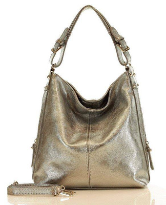 MARCO MAZZINI Elegancka torebka na ramię skóra savuage srebrna - min. zamówienie 20 / 50 / 100 szt.