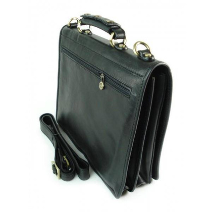 Teczka , męska aktówka ,skóra naturalna dwie przegrody  Czarna TM76N