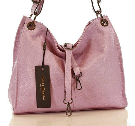 MARCO MAZZINI Torba skórzana hobo leather bag lila róż - min. zamówienie 20 / 50 / 100 szt.