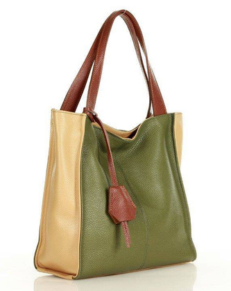 Modny skórzany shopper MAZZINI - Portofino Max multi moro zieleń militare - min. zamówienie 20 / 50 / 100 szt.