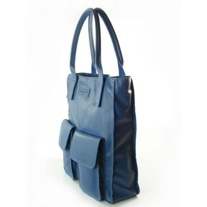 WOREK VERA PELLE KIESZENIE WŁOSKA SKÓRA POJEMNA XXL A4  BLU  JEANS  BY44BJ