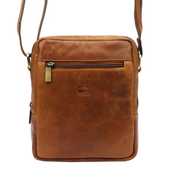 Klasyczna męska saszetka na ramię, torebka, ze skóry naturalnej