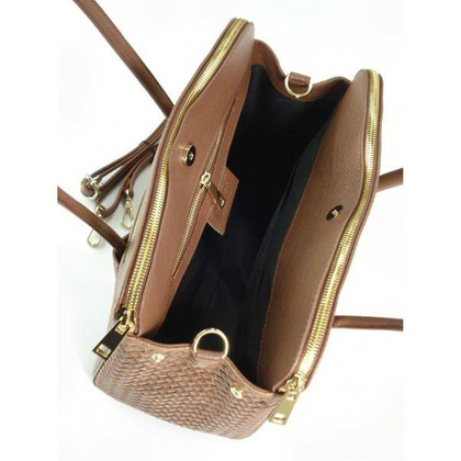 KUFEREK TRZY KOMORY ZŁOTE OKUCIA NA RAMIĘ TOREBKA VERA  PELLE  SKÓRA KRATKA CARMEL HIT  NM33C