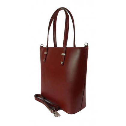 Włoska skórzana klasyczna torebka na ramię Vera Pelle ,format A4, Czerwony  VBZ66R