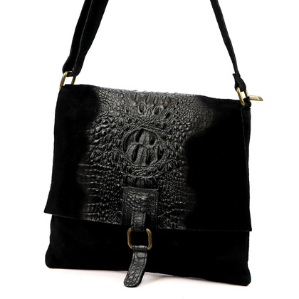 Torebka- listonoszka z naturalnej skóry zamszowej, 26-076 CROCO