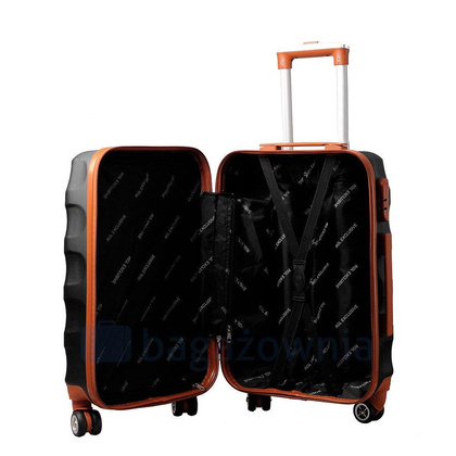 Mała walizka KEMER RGL EXCLUSIVE 6881 S Czarno brązowa
