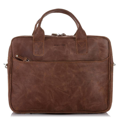 Torba na ramię ze skóry naturalnej na laptop BRØDRENE BL12 jasny brąz - min. zamówienie 20 / 50 / 100 szt.