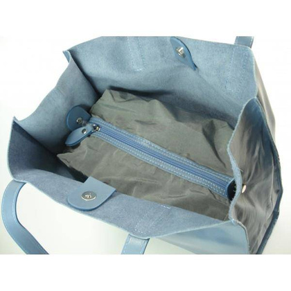 Duży pojemny worek  Shopper bag na ramię Vera Pelle Błękit ciemny GL46B2