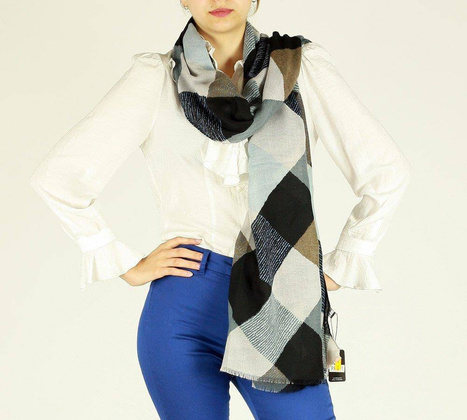Uniwersalny szal apaszka damska multikolorowy MAZZINI granat - min. zamówienie 20 / 50 / 100 szt.